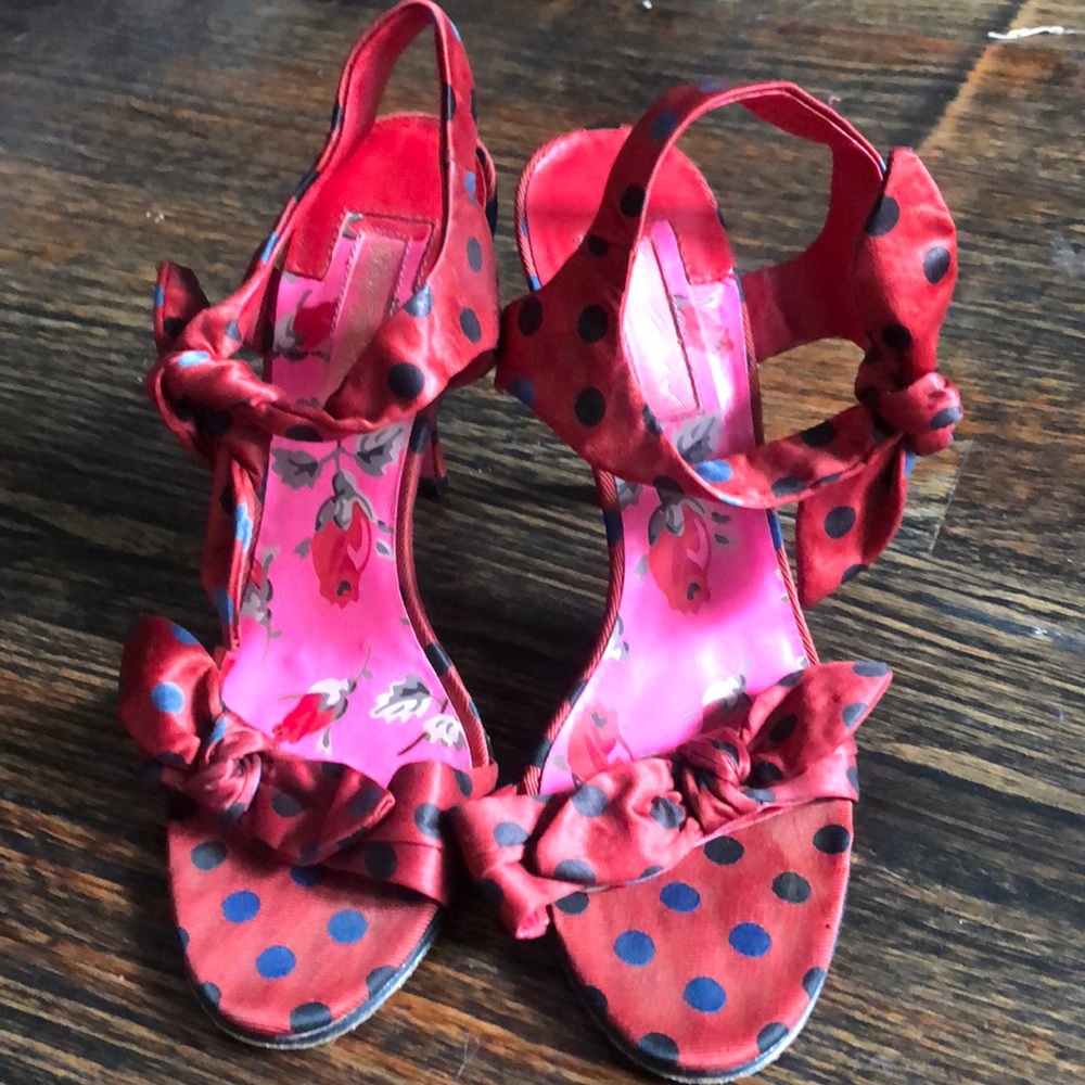 Betsey Johnson satin polka dot sandals